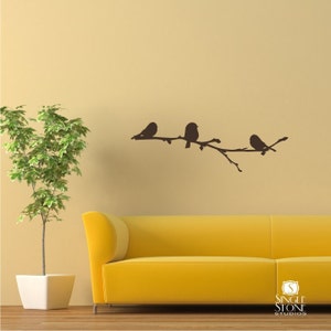 Winter Birds on Branch Wall Decal - Vinyl Wall Stickers Art Custom Home Decor