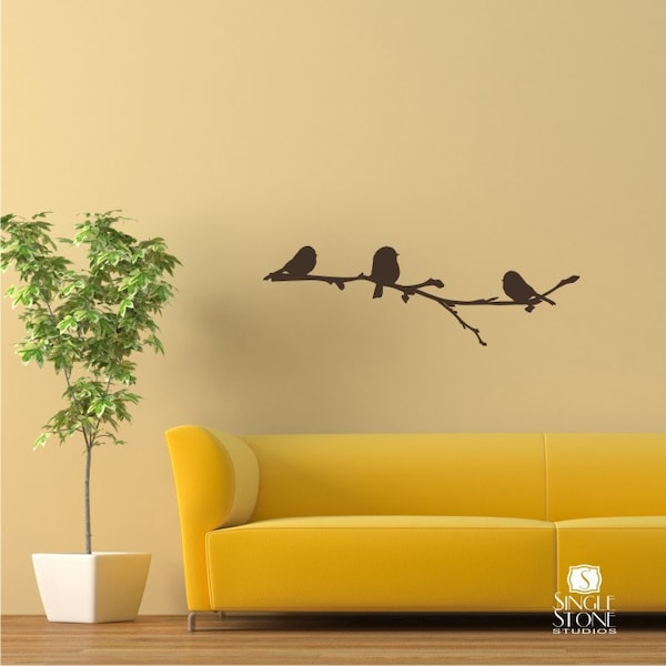 Winter Vögel auf Zweig Wandtattoo - Vinyl Wandaufkleber Art Custom Home Decor