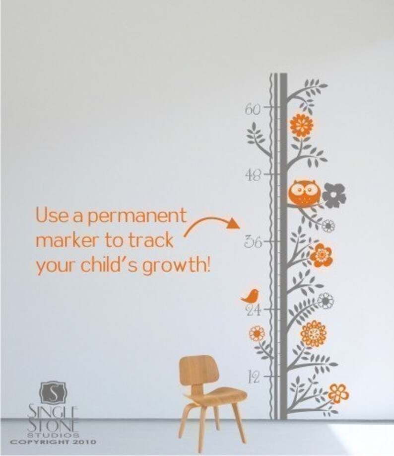 nursery growth chart wall decal woodland animals vinyl wall | etsy