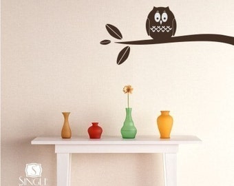 Owl on Branch Wall Decal - Vinyl Stickers Art Custom Home Decor