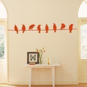 Birds on Wire Wall Decal Vinyl Wall Stickers Art Custom Home Decor image 1