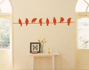 Birds on Wire Wall Decal - Vinyl Wall Stickers Art Custom Home Decor