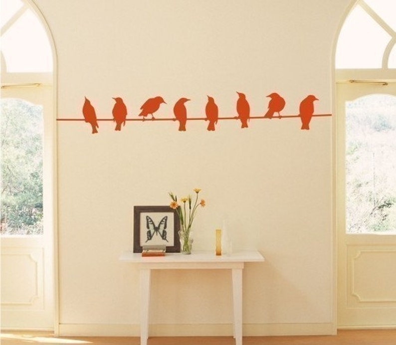 Birds on Wire Wall Decal Vinyl Wall Stickers Art Custom Home Decor image 1