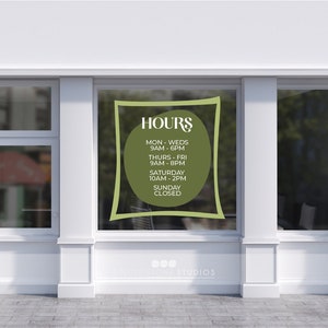 Storefront Hours Organic Decal - Custom Store Hours - Business Hours
