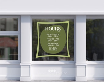 Storefront Hours Organic Decal - Custom Store Hours - Business Hours