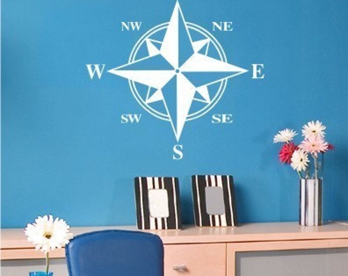 Nautical Compass Vinyl Wall Decal Sticker Wall Art Etsy
