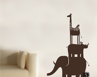 Nursery Animal Safari Kids Wall Decals Stack - Vinyl Wall Art Custom Home Decor