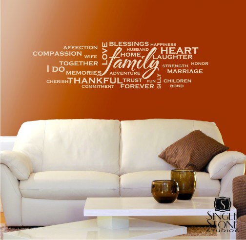 Family Wordle Wall Decals- Vinyl Wall Stickers Art Words Quote Custom ...