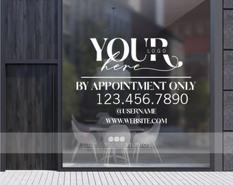 Customized Storefront By Appointment Only Logo Decal - Custom Store Hours - Business Window Decals