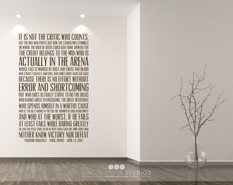 The Man In The Arena Quote Wall Decal - Business Office Vinyl Words