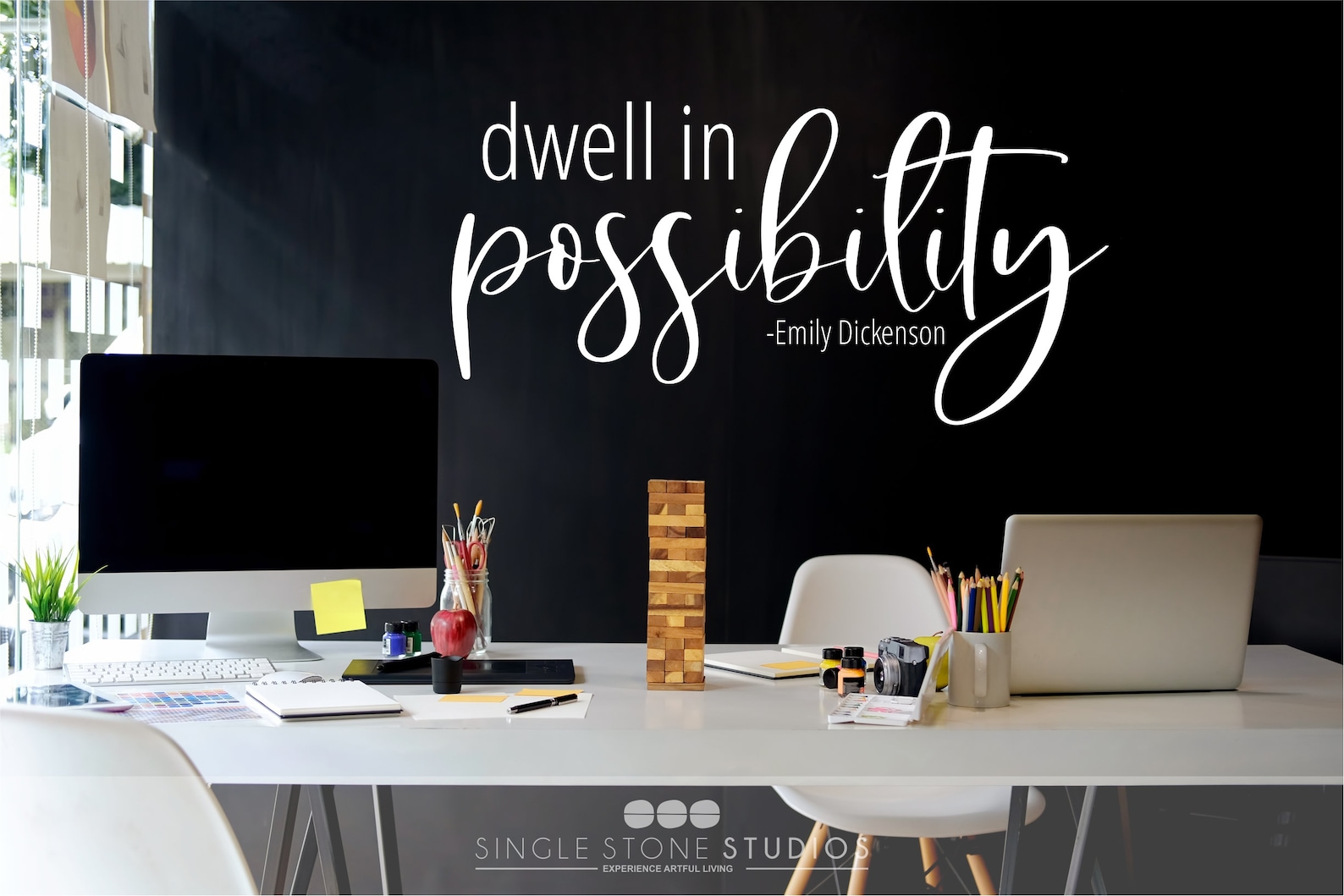 Wall Decal Text Dwell in Possibility Wall Quotes Wall Words Etsy