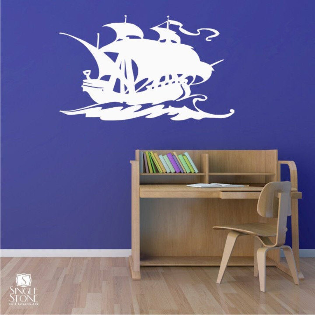 Nursery Pirate Ship Wall Decal - Vinyl Sticker Wall Art Custom Home ...