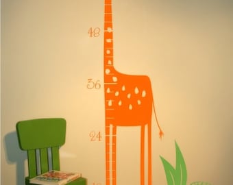 Giraffe Growth Chart Wall Decals: Kids Nursery Decor