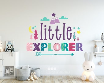 Little Explorer Full Color Woodland Nursery Wall Decal - Wall Stickers Custom Home Decor