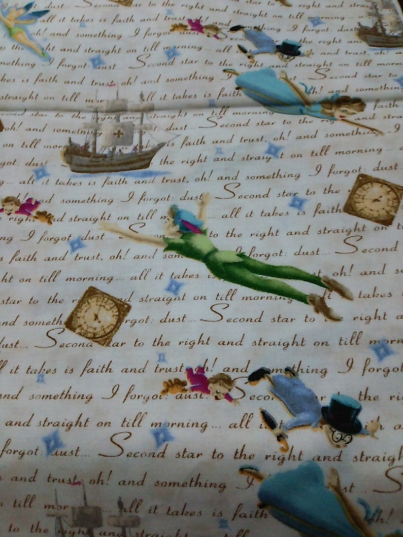 1.88m or 1.38m Cotton Fabric Peter Pan Thomas Kinkade