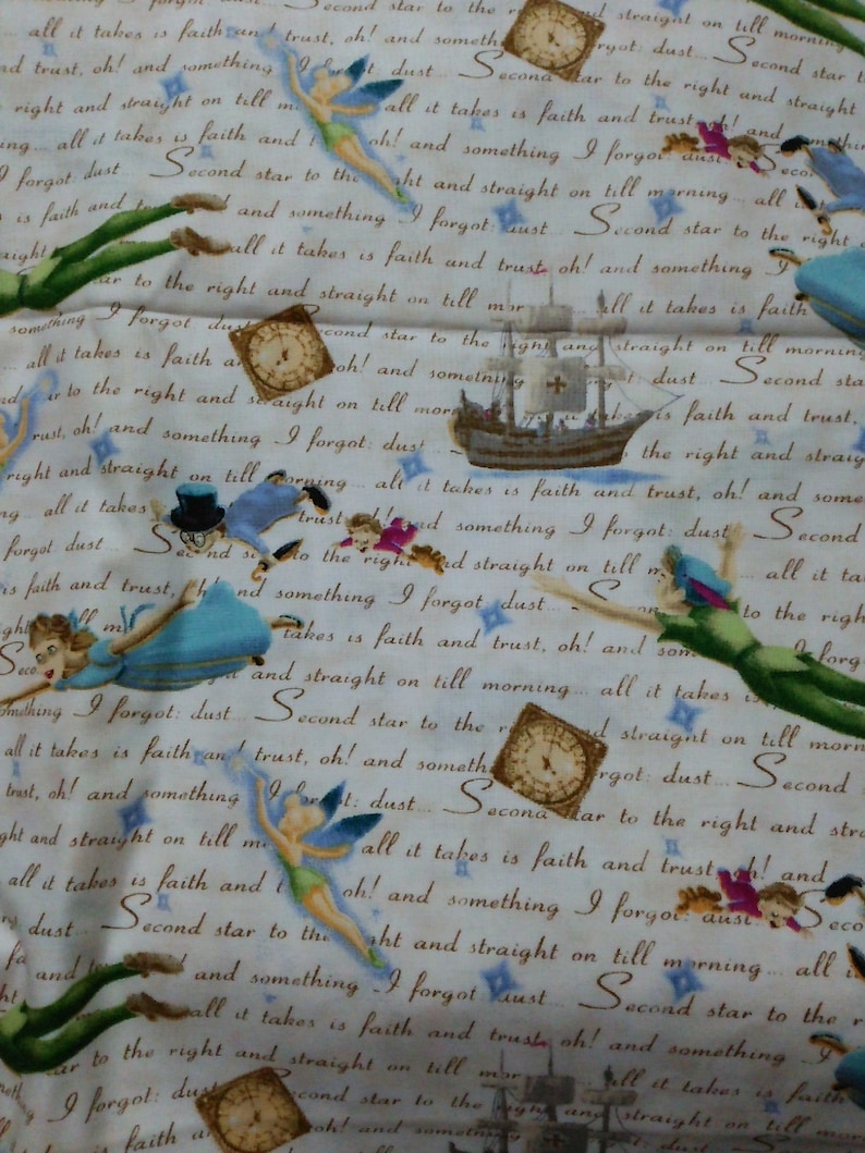 1.88m or 1.38m Cotton Fabric Peter Pan Thomas Kinkade