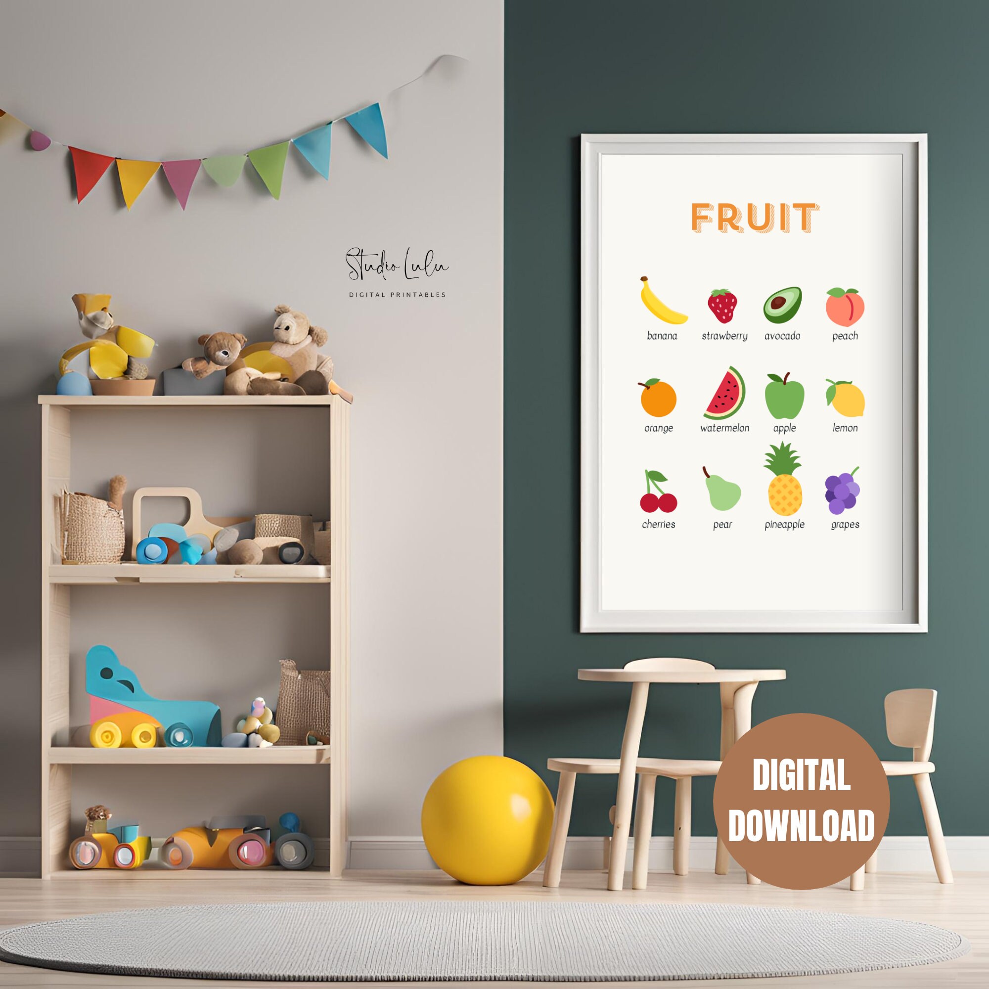 Printable Fruit Poster, Montessori, Education, Colorful, Learning ...