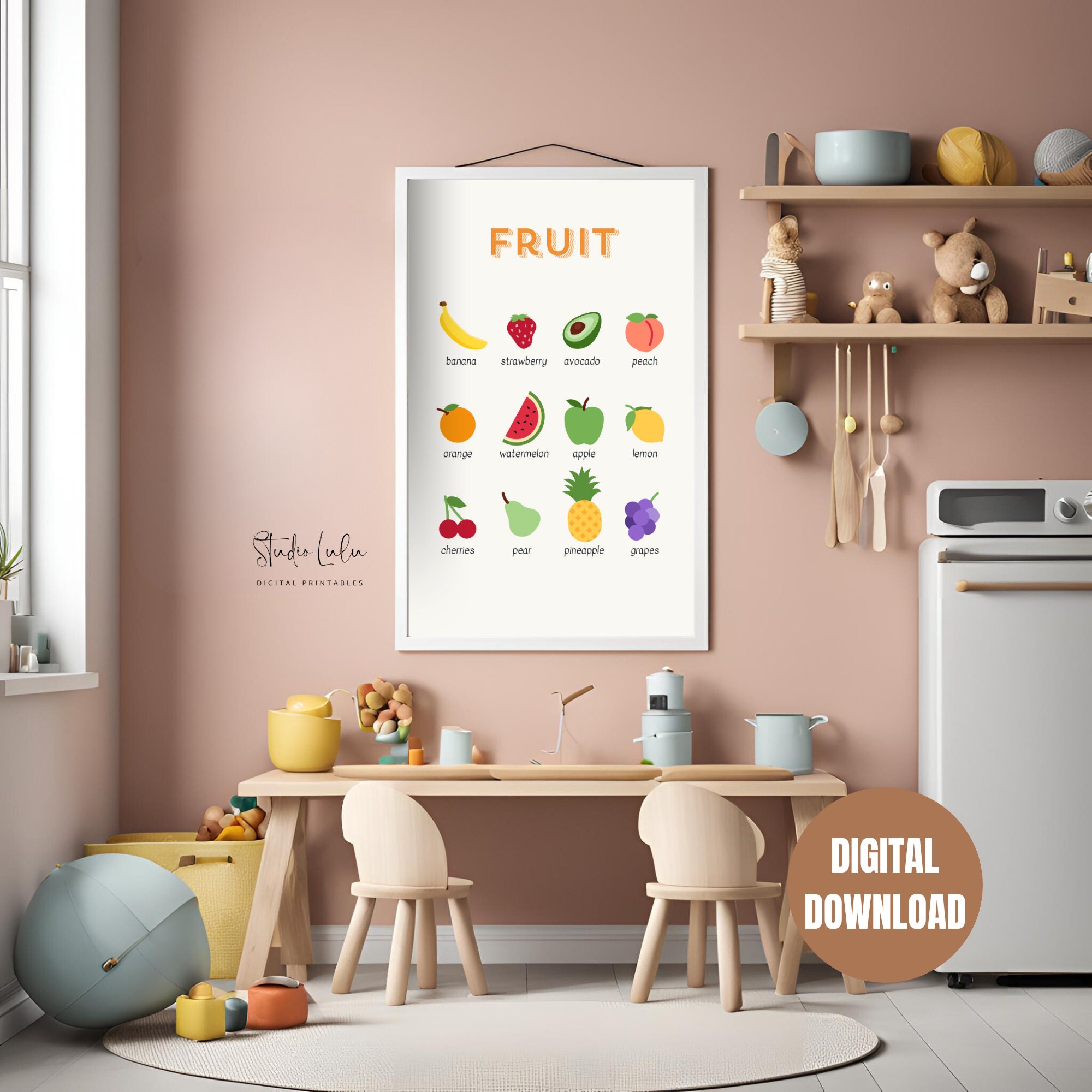 Printable Fruit Poster, Montessori, Education, Colorful, Learning ...