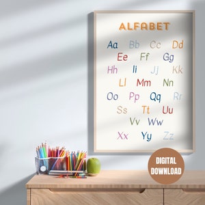Poster Niederländisches Alphabet, Montessori, Bildung, Bunt, Lernen, Kinderzimmer, Kinderzimmer, Schule, Klassenzimmer, Poster, Digital Download