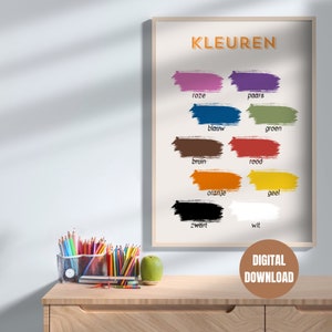 Druckbares Poster Niederländische Farben, Montessori, Bildung, Bunt, Lernen, Kinderzimmer, Kinderzimmer, Schule, Klassenzimmer, Digital Download