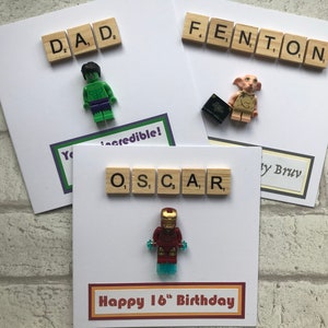 Personalised handmade Superhero figure Card - Father's Day card - Anniversary Card - Birthday Card  - Card for Geeks, Nerds, Super Hero fans