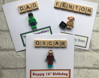 Personalised handmade Superhero figure Card - Father's Day card - Anniversary Card - Birthday Card  - Card for Geeks, Nerds, Super Hero fans