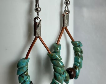 Turquoise and Brown beaded earrings