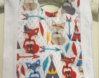 Bib for Baby or Toddler - Foxes, Teepees, Feathers, Arrows