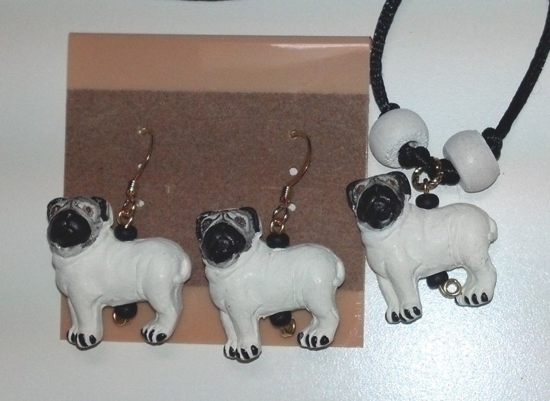 Pug Jewelry, Pet Earrings, Pug Earrings, Pug Necklace, Pug Rear View Mirror Charm, Dog Breed Jewelry, Dog Jewelry For Humans image 1