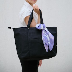 Jeden Tag Schwarz Canvas Einkaufstasche, Markt Schulter Einkaufstasche, Gewachste Leinwand Wasserdicht Große Laptoptasche, Reisekuriertasche Tokyo Tote Schwarz