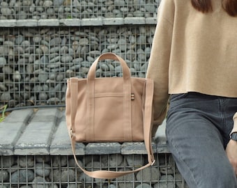 Rose Gold Handbag, Travel Crossbody Bag, Small Daily Use Canvas Handbag, Women Travel Sling Bag, Water Resistant Tote Bag - Tokyo Tote 204