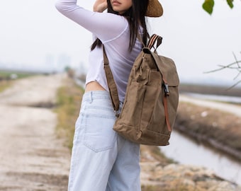 Classic Canvas travel backpack, Minimalist Casual Unisex backpack - Backpack Marken | 108- Khaki