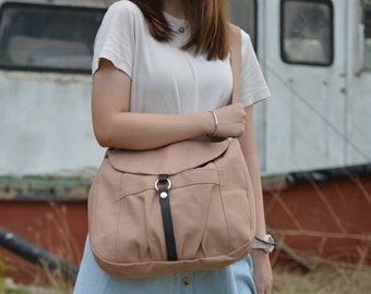 Bolso bandolera de lona con cremallera en oro rosa, bolso de pañales mensajero resistente al agua, bolso de hombro de viaje(DWR) 103 CLAIRE