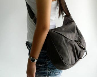 Sale - Gray canvas Messenger bag,Diaper bag,Tote,canvas shoulder bag Purse,Cross body bag, For her / Sale 25 % - no.103 CLAIRE