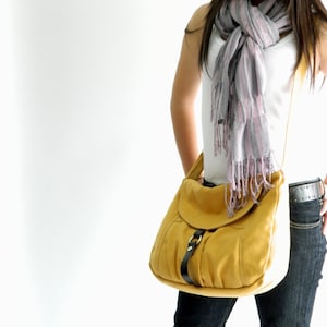 Gelbe Canvas Messenger Bag , Lederriemen Reisewindeltasche , Leichte Schultertasche , Umhängetasche Handtasche, - no.103 CLAIRE