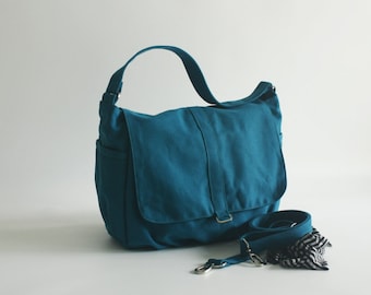 Bolsa de pañales Mujer Everyday Messenger Bolsa de trabajo Lona CrossBody Bolsa de viaje bolsillos laterales-TEAL no.18 DANIEL