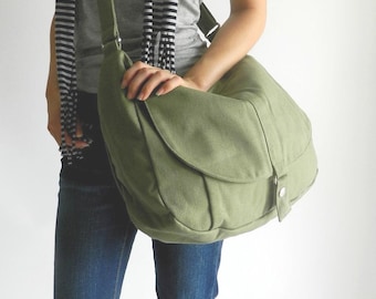 Bolsa transversal de lona verde fumaça bolsa de ombro feminina de viagem bolsa de mensageiro de lona todos os dias, bolsa de - no.12 KYLIE