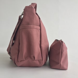 Women canvas crossbody bag, Water resistant diaper bag , handbag gift for her, vegan messenger laptop bag no.18 DANIEL Rust pink in bundle image 8