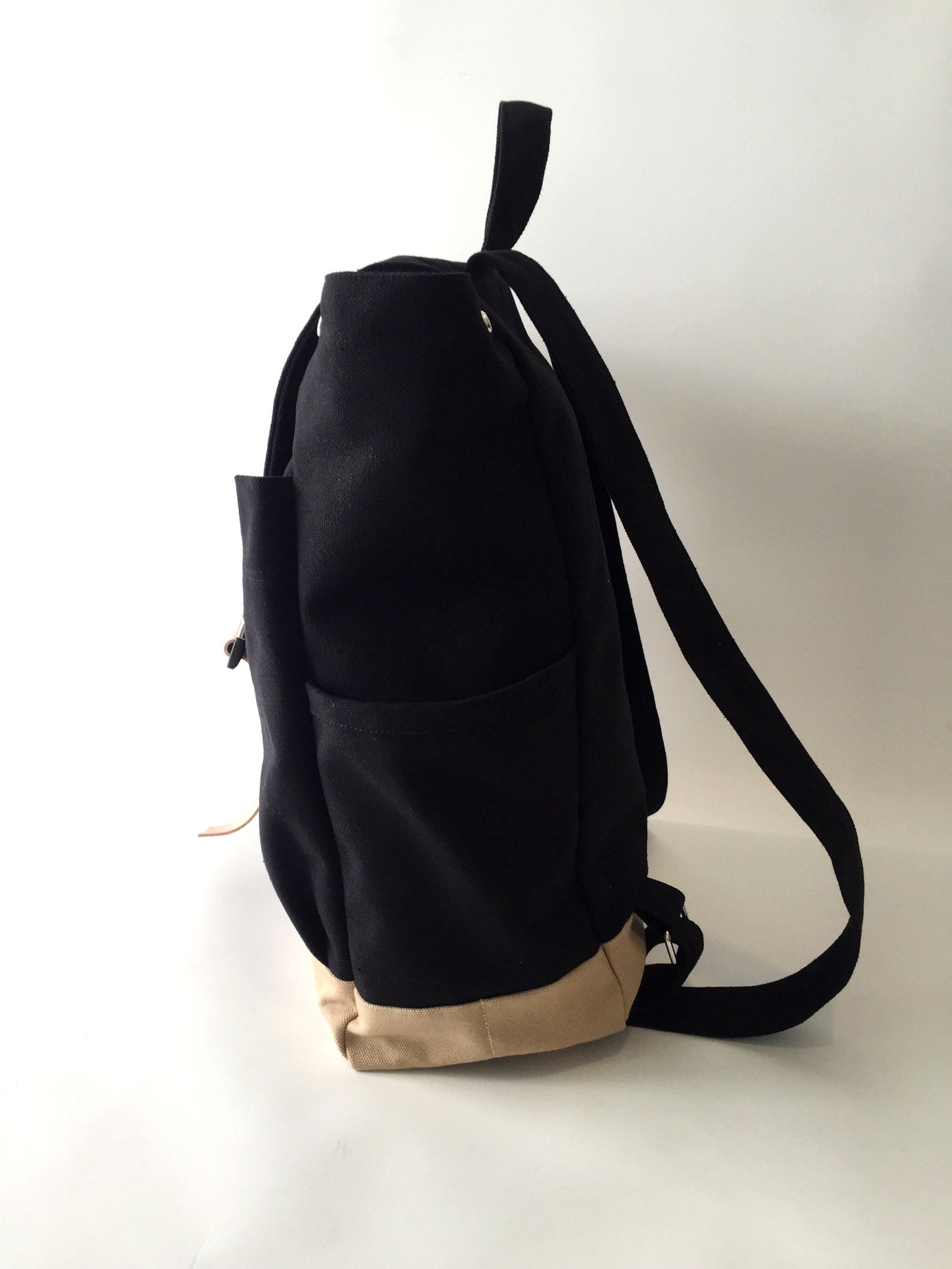 BLACK Canvas Laptop Backpack Zipper Diaper Bag Backpack | Etsy