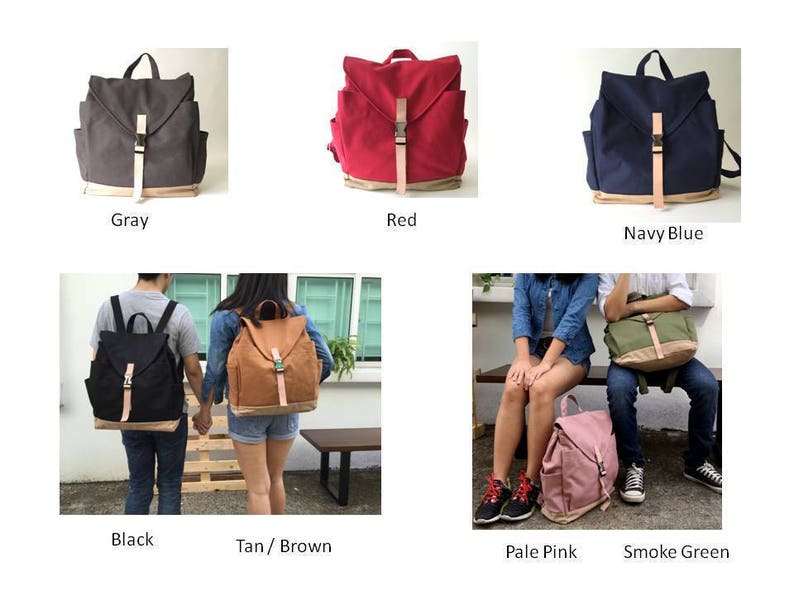 BLACK Canvas Laptop Backpack, Zipper Diaper Bag Backpack, Unisex School backpack, Leather Backpack Women Travel backpack no.108 MARKEN image 6