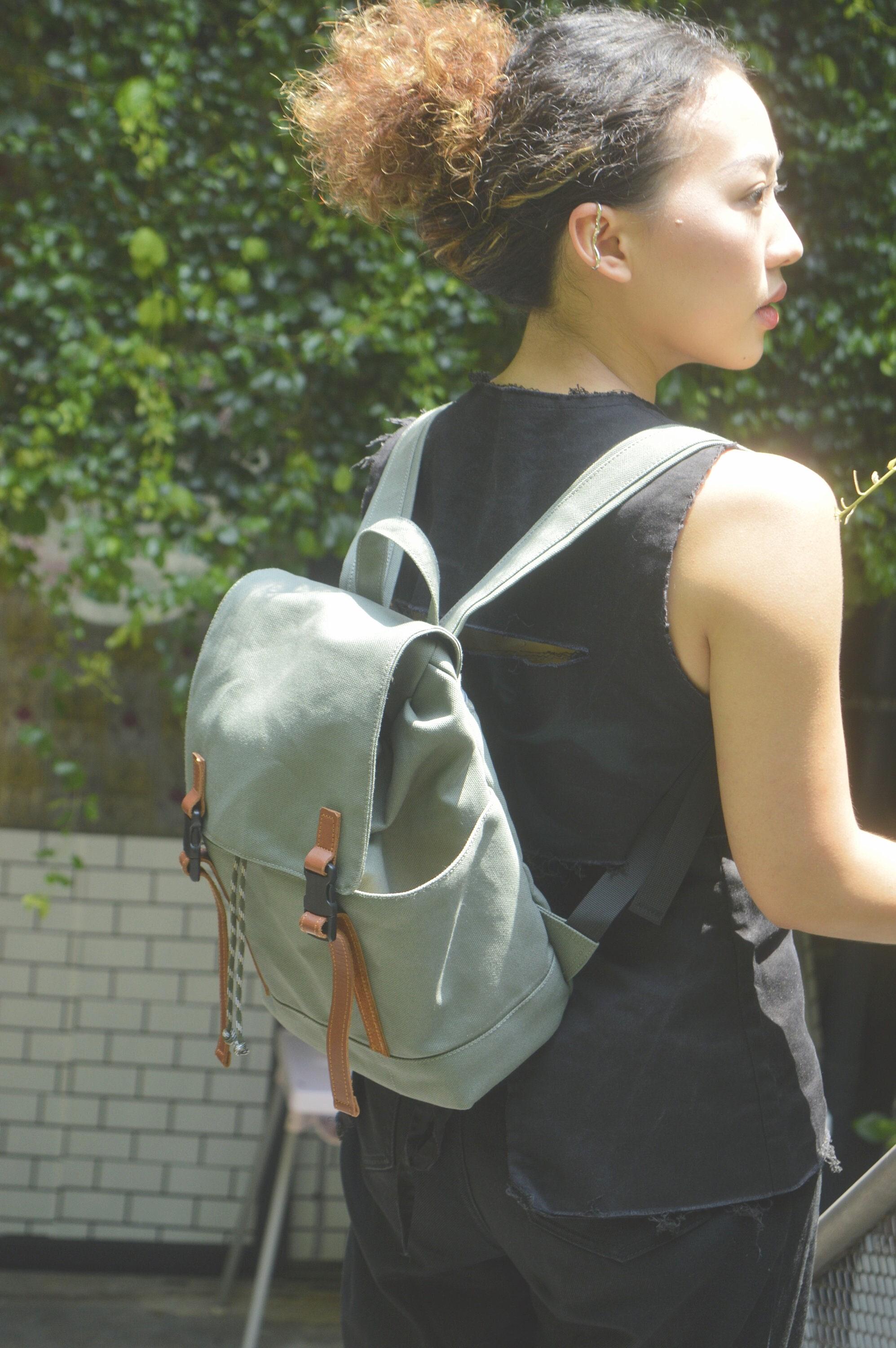 Morandi Backpack Small Travel Canvas Backpack: Water Resistant Leather Strap With Multi ...