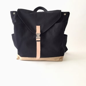 Sac à dos pour ordinateur portable en toile noire, sac à dos à glissière, sac à dos scolaire unisexe - n.108 MARKEN