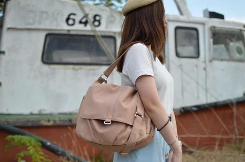 DWR Gift for her Canvas Messenger Diaper Bag Zipper Travel Bag For Women- no.18 DANIEL Rose Gold Water Resistant Hobo Bag