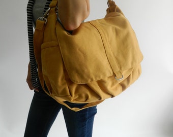 Mustard messenger diaper bag,Women Cross body bag ,canvas zipper school bag, shoulder bag, Gift for her/Sale 25 % - no.18 DANIEL