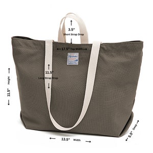 Women gray casual Tote bag, Victoria Canvas Market tote bag, Water resistant Large Laptop Travel tote in Gray Victoria tote no202 image 5
