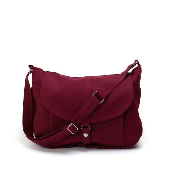 Red canvas messenger bag deals