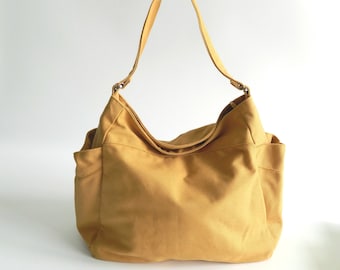 Sac à langer fermeture éclair femmes sac à bandoulière poches latérales, ensemble cadeau personnalisé messager-JAUNE MOUTARDE - no.101 RENEE