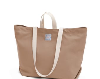 Women canvas shoulder tote bag, Water resistant casual diaper tote bag, Water resistant Laptop Travel tote bag in Rose gold - Victoria no202