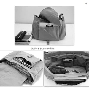 Travel Messenger Bag in Mustard, Women Canvas crossbody diaper bag, Shoulder bag , Vegan School laptop bag, Personlize gift set no.12 KYLIE image 8