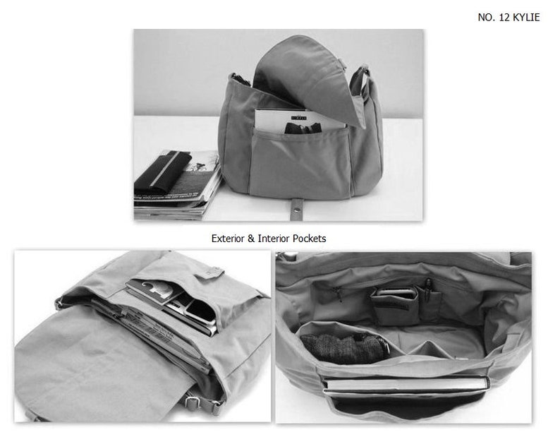 Travel Messenger Bag in Mustard, Women Canvas crossbody diaper bag, Shoulder bag , Vegan School laptop bag, Personlize gift set no.12 KYLIE image 8